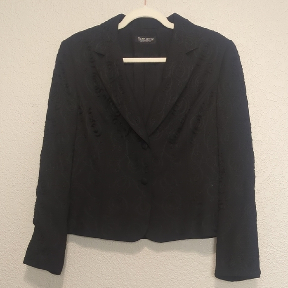 John Meyer Collection womens black swirl embroidered blazer - Picture 2 of 14